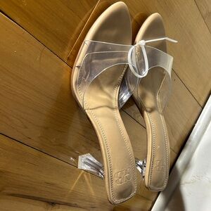 Gianni Bini Beige and Clear Heels